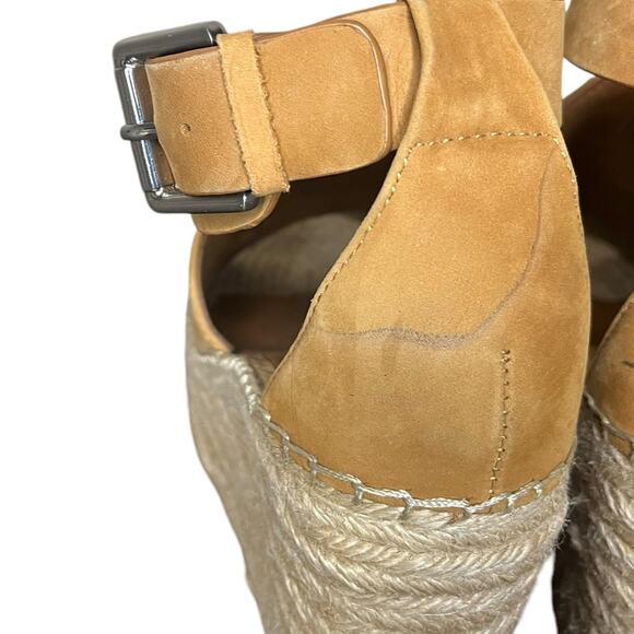 Marc Fisher Annie Camel Leather Platform Espadrille Wedge Sandal Women’s Sz 8.5 - Picture 4 of 10